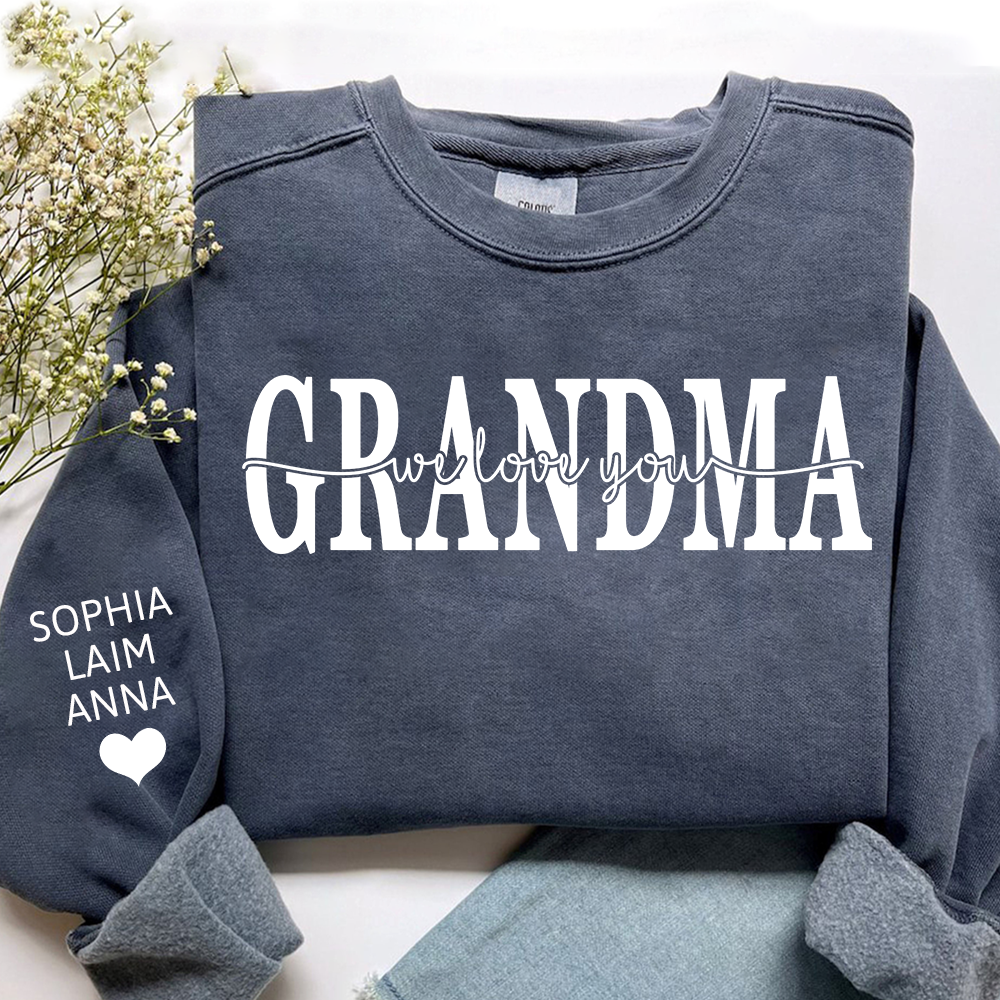 Grandma Sweatshirt Loved Beyond Measure, Personalized Grandma Crewneck with Grandkids Names, Minimal Family Style