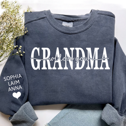 Grandma Sweatshirt Loved Beyond Measure, Personalized Grandma Crewneck with Grandkids Names, Minimal Family Style