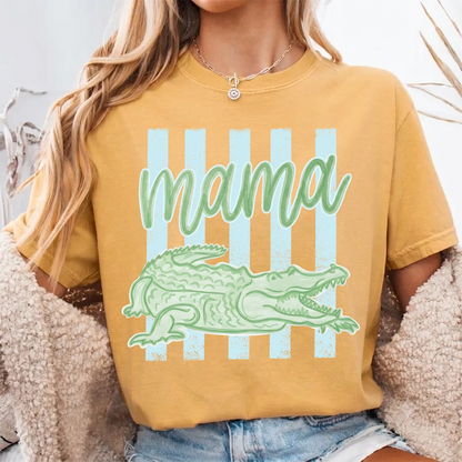 Comfort Colors® Personalized Mama Crocodile Shirt, Custom Mom Mom Life Shirt, Cute Alligator Mama Tee, Mother’s Day Birthday Gift for Mom, Family Name Shirt