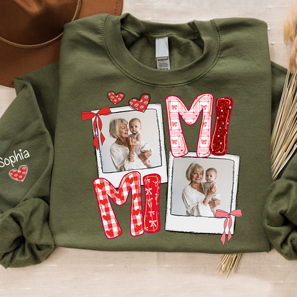 Personalized Mimi Photo Sweatshirt, Custom Grandma Crewneck with Grandbaby Pictures, Mimi Valentine Family Gift