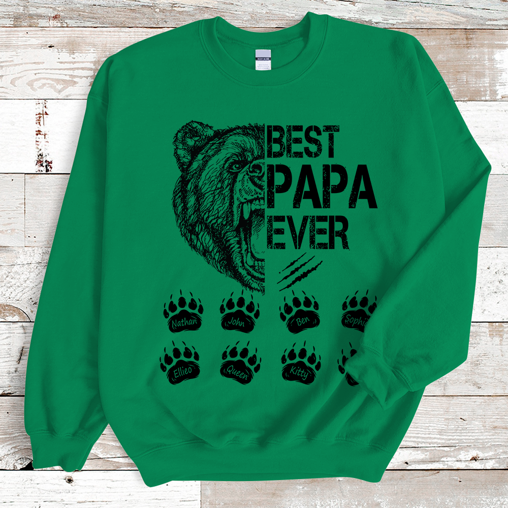 Best Papa Ever, Bear Art Personalized Sweatshirt
