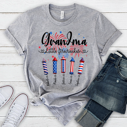 Grandma Little Firecrackers Shirt Patriotic Fireworks Family T Shirt for 4th of July