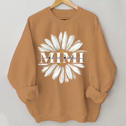 Mimi White Daisy Flower With Grandkids Sweatshirt