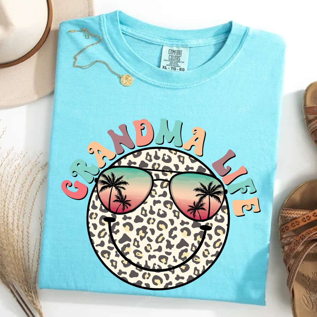Comfort Colors® Grandma Life Summer Smile T-Shirt, Custom Grandma With Grandkids Shirt