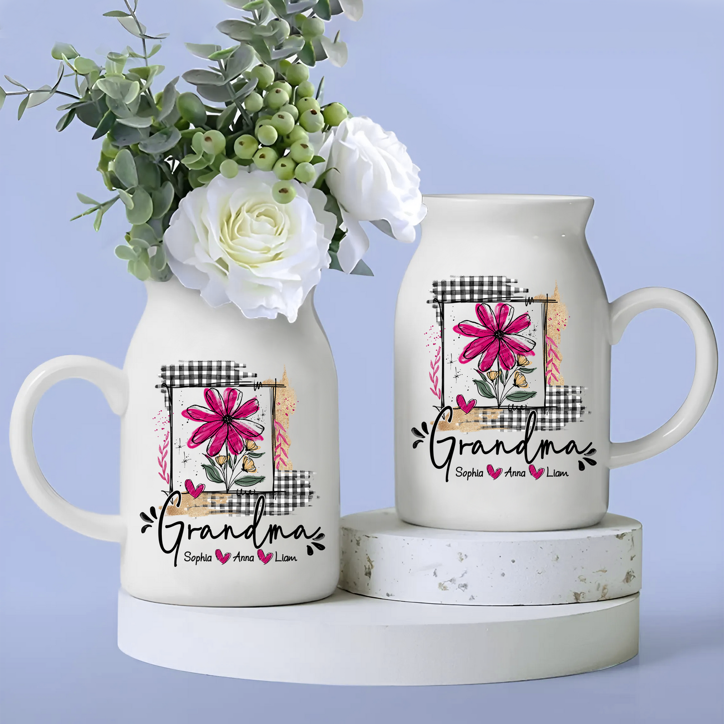Gift for Grandma and Children - Custom home decoration flower vase according to family requirements - Warm gift for Mother's Day, Ceramic Flower Vase