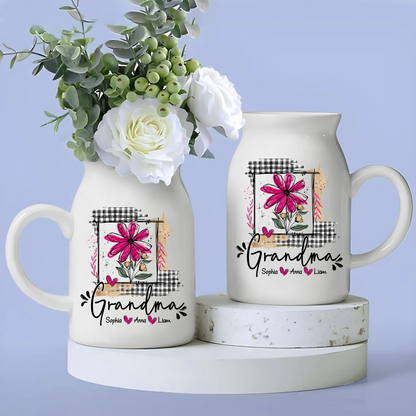 Gift for Grandma and Children - Custom home decoration flower vase according to family requirements - Warm gift for Mother's Day, Ceramic Flower Vase
