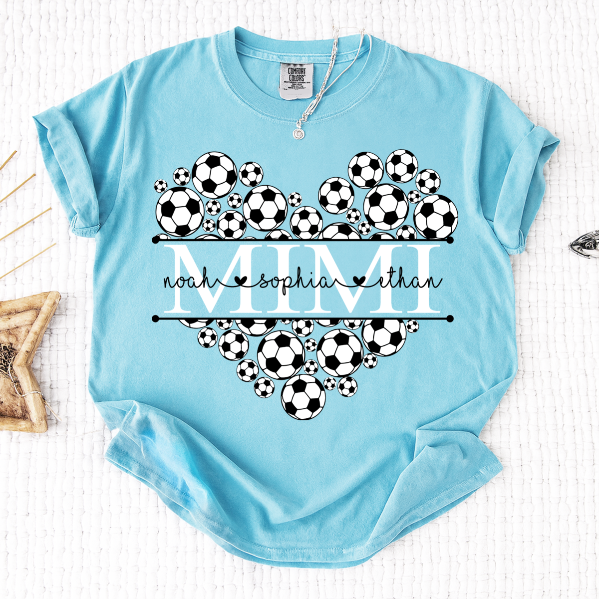 Comfort Colors® Personalized Grandma Soccer Tee, Custom Soccer Mimi Shirt with Custom Grandkids names