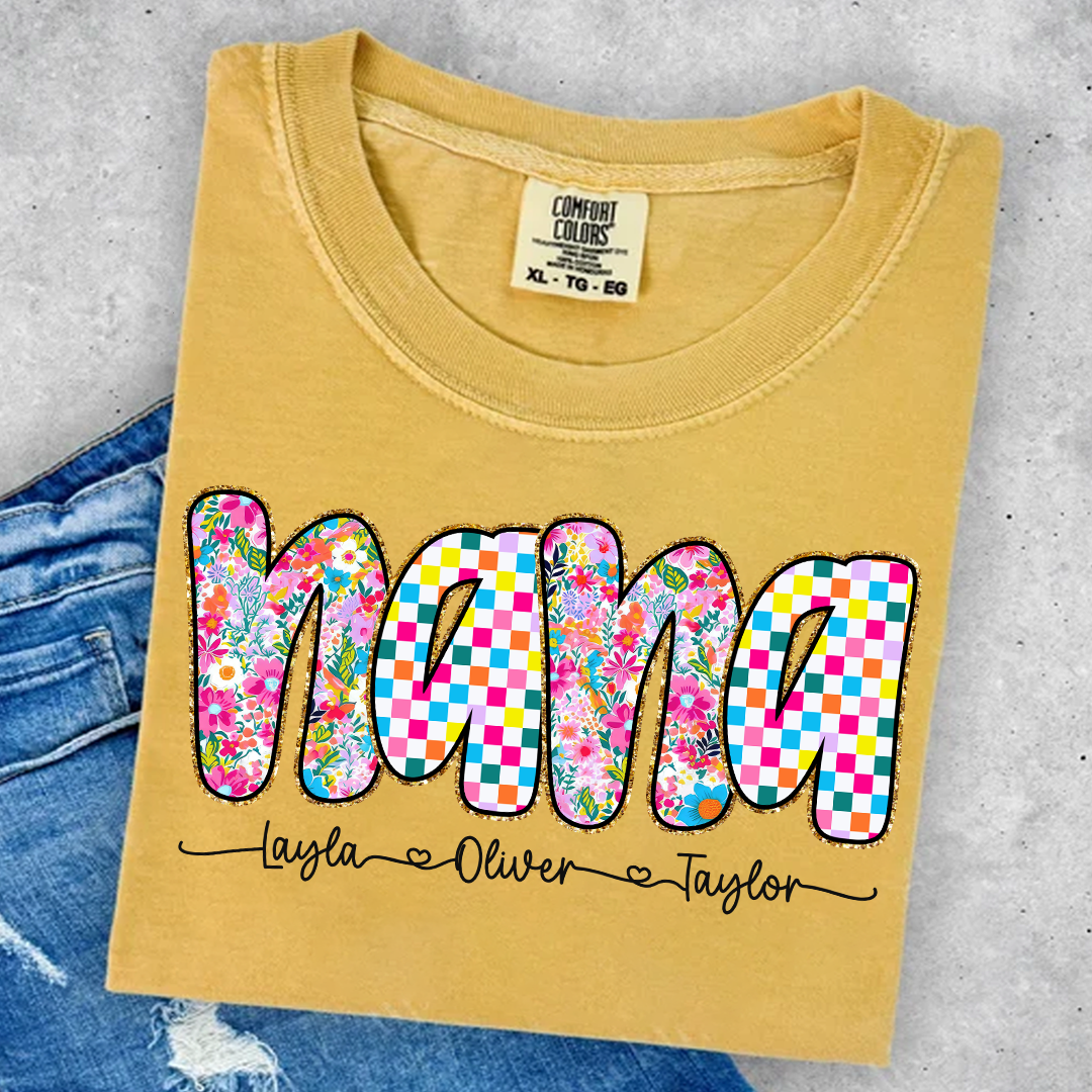 Comfort Colors® Nana Art Trend Shirt, Custom Grandma With Grandkids, Gift for Grandma