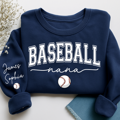 Personalized Sports Nana Sweatshirt With Grandkids Names, Custom Athletics Grandma Pullover V2