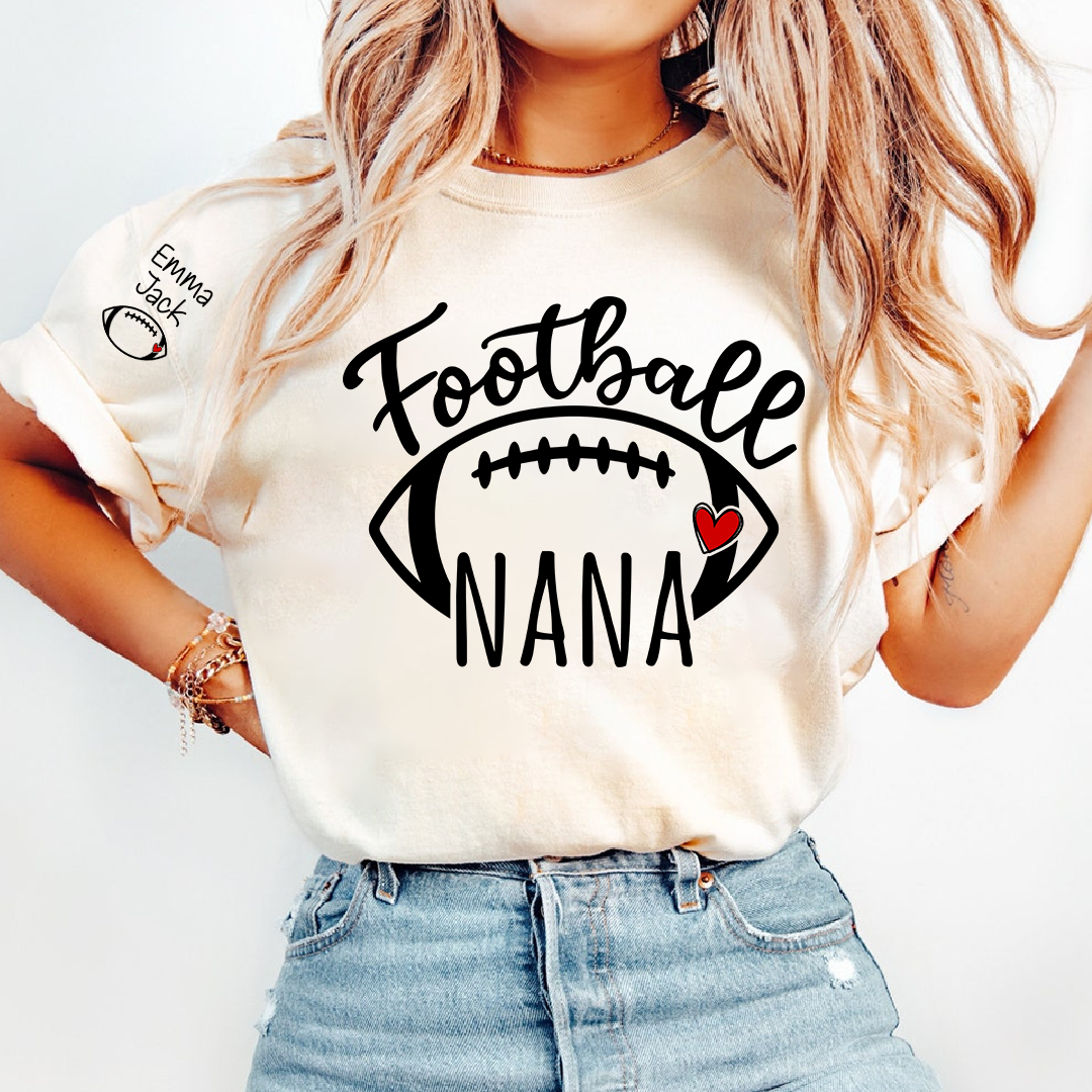 Football Grandma T-Shirt, Personalized Grandma T-Shirt for Football Lovers with Custom Name