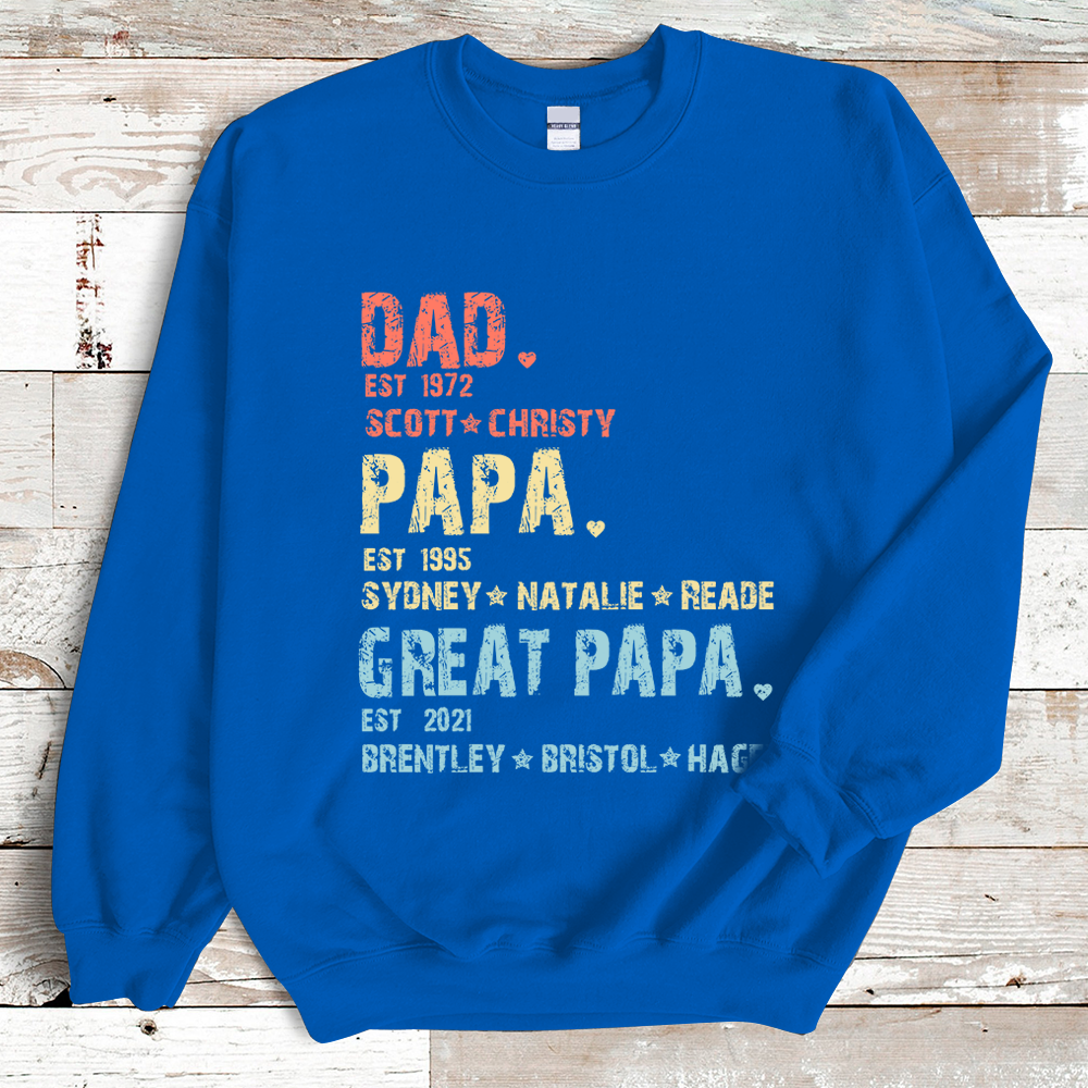 Dad Papa Great Papa And Kids Sweatshirt