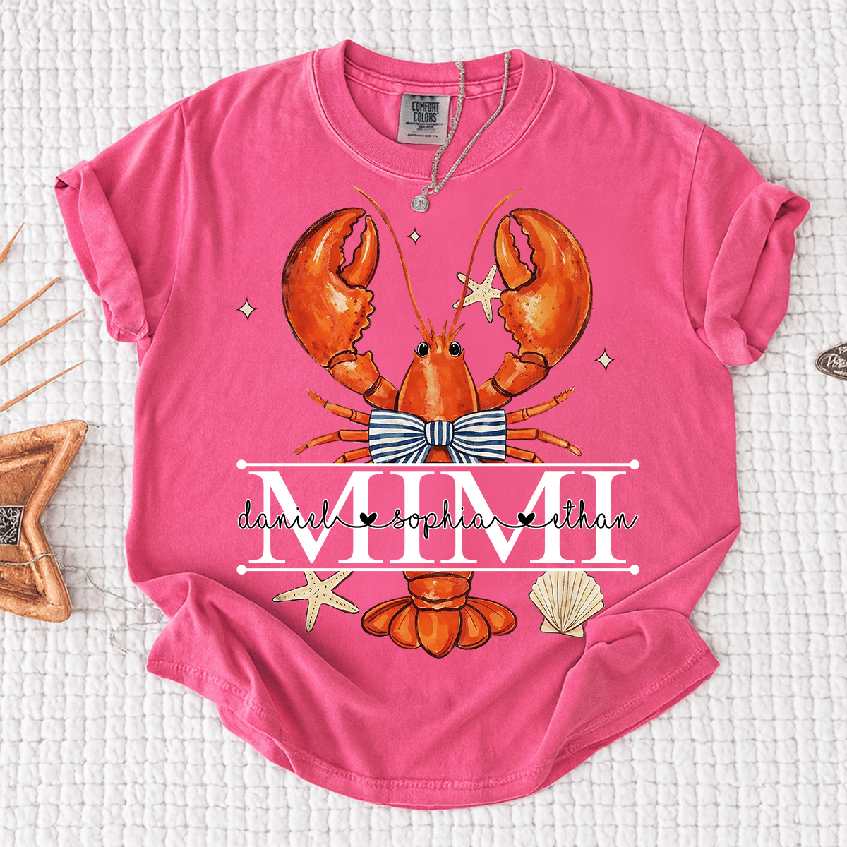 Comfort Colors® Lobster Mimi Shirt for Grandma, Customizable Name Summer T-Shirt, Fun Seafood Design Tee