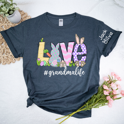 Personalized Love Grandma Life Bunny Easter T-Shirt