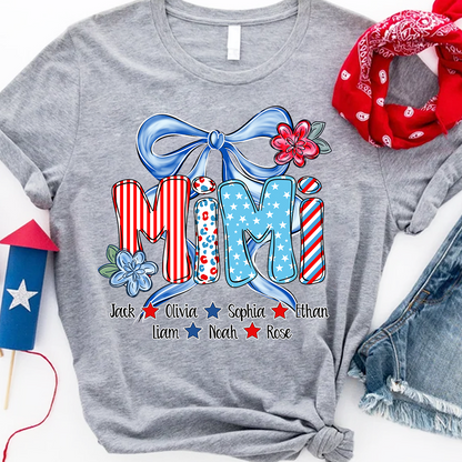 Patriotic Flag Flower, Custom Nickname Gift for Mimi and Kids