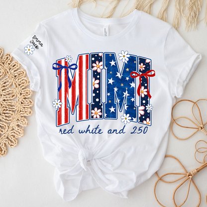Patriotic Mimi T-Shirt for America’s 250th Anniversary | Red, White, and 250 Stars & Stripes