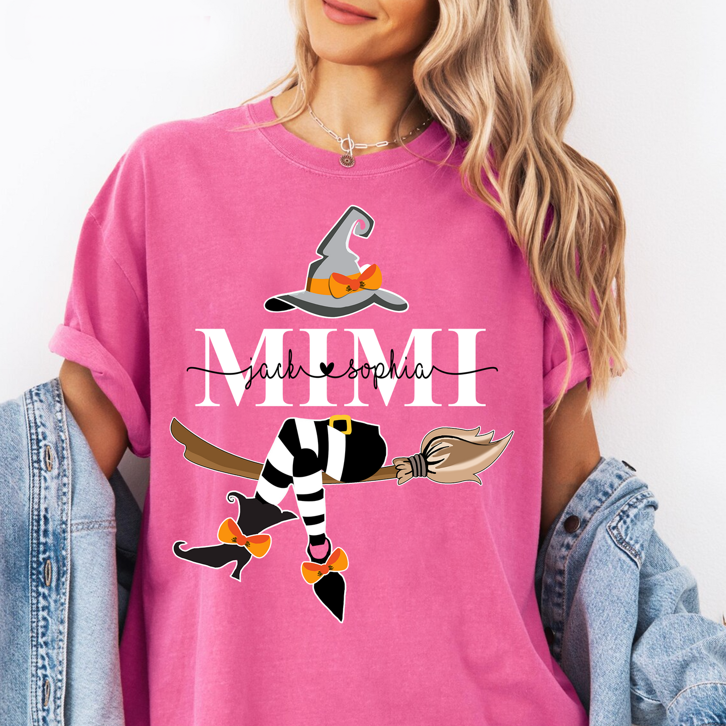 Comfort Colors® Custom Mimi Witch And Grandkids Halloween T-Shirt