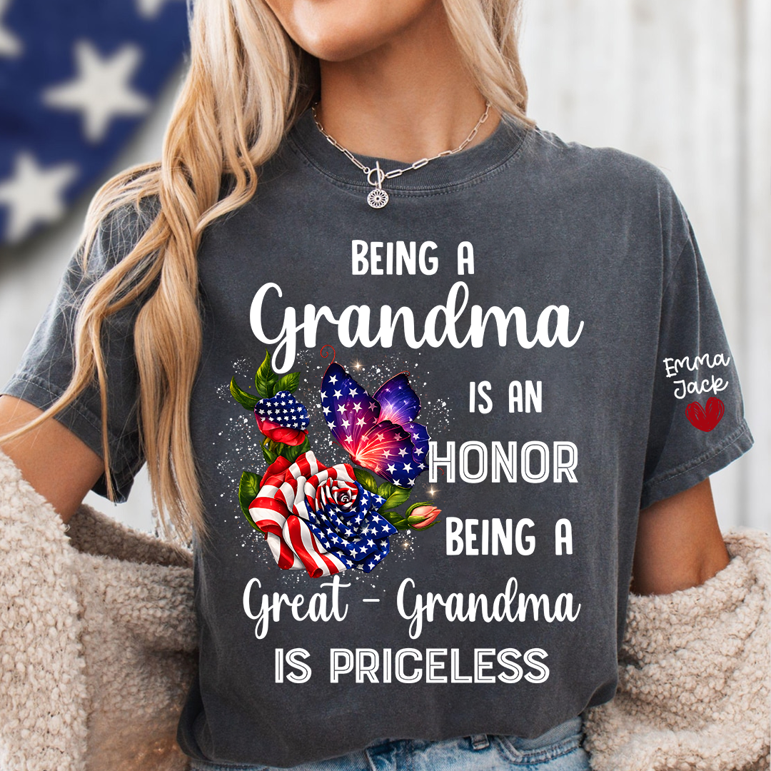Being a Grandma is an Honor, Being a Great-Grandma is Priceless, Patriotic Grandma And Kids Gift