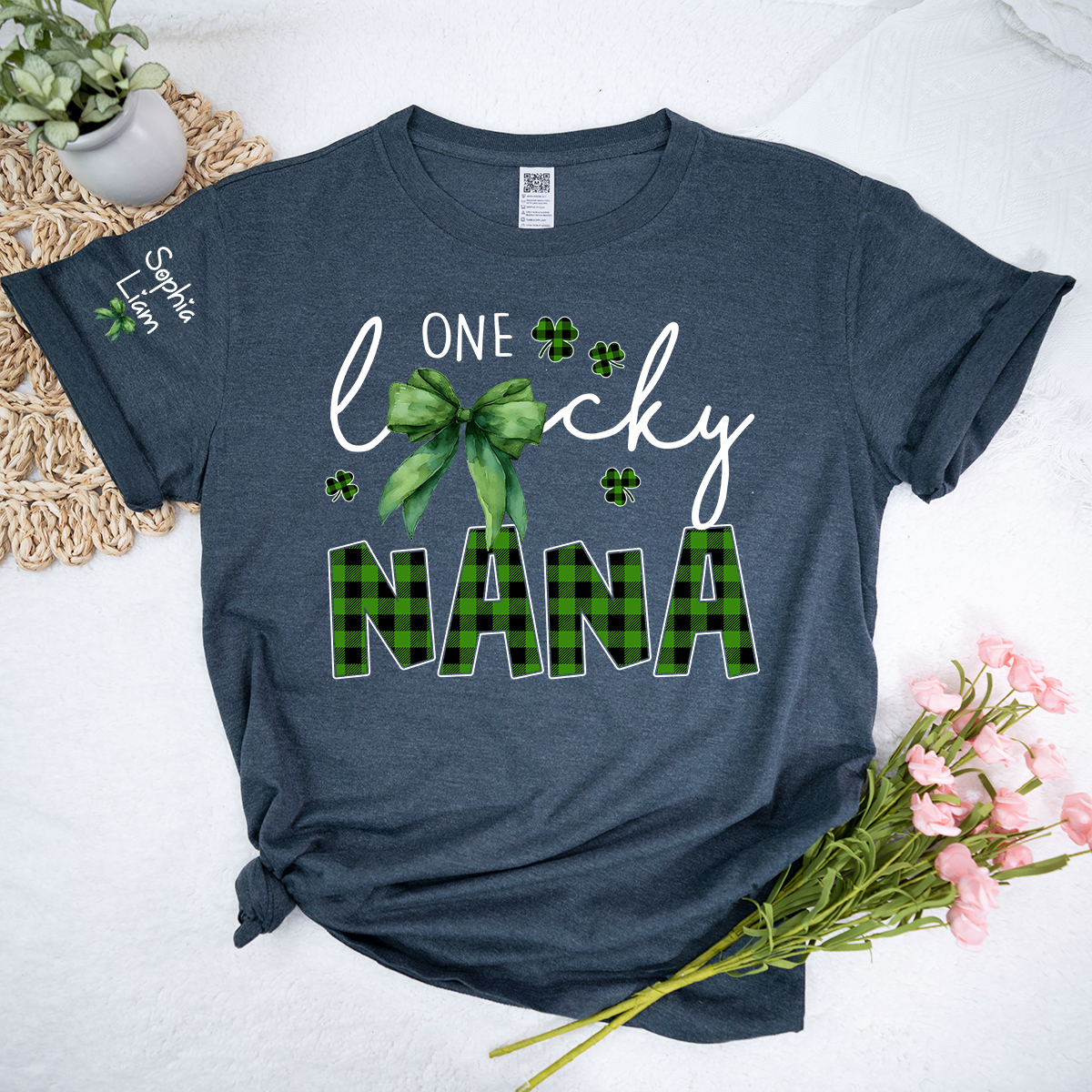 One Lucky Nana St Patrick’s Day Shirt, Custom Name Grandma Shirt, Clover Family Shirt for Nana