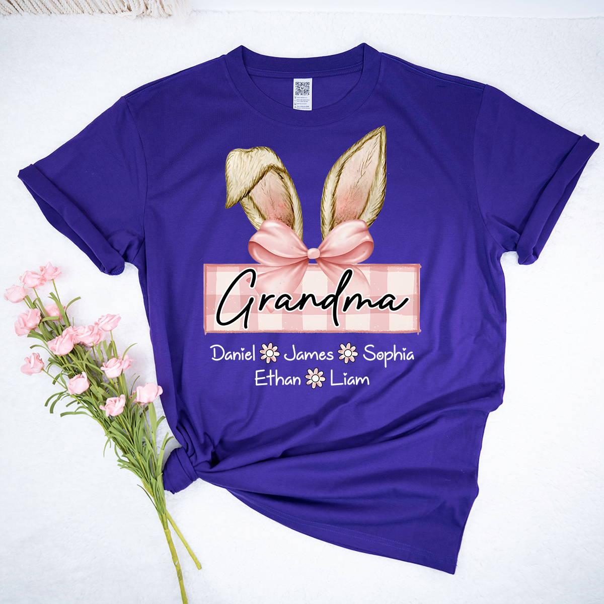 Custom Grandma Shirt For Easter, Bunny Grandma Shirt With Children Names