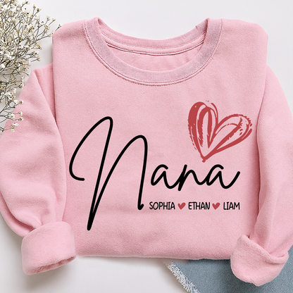 Personalized Nana Heart Sweatshirt Nana Heart, For Gift Grandma And Kids