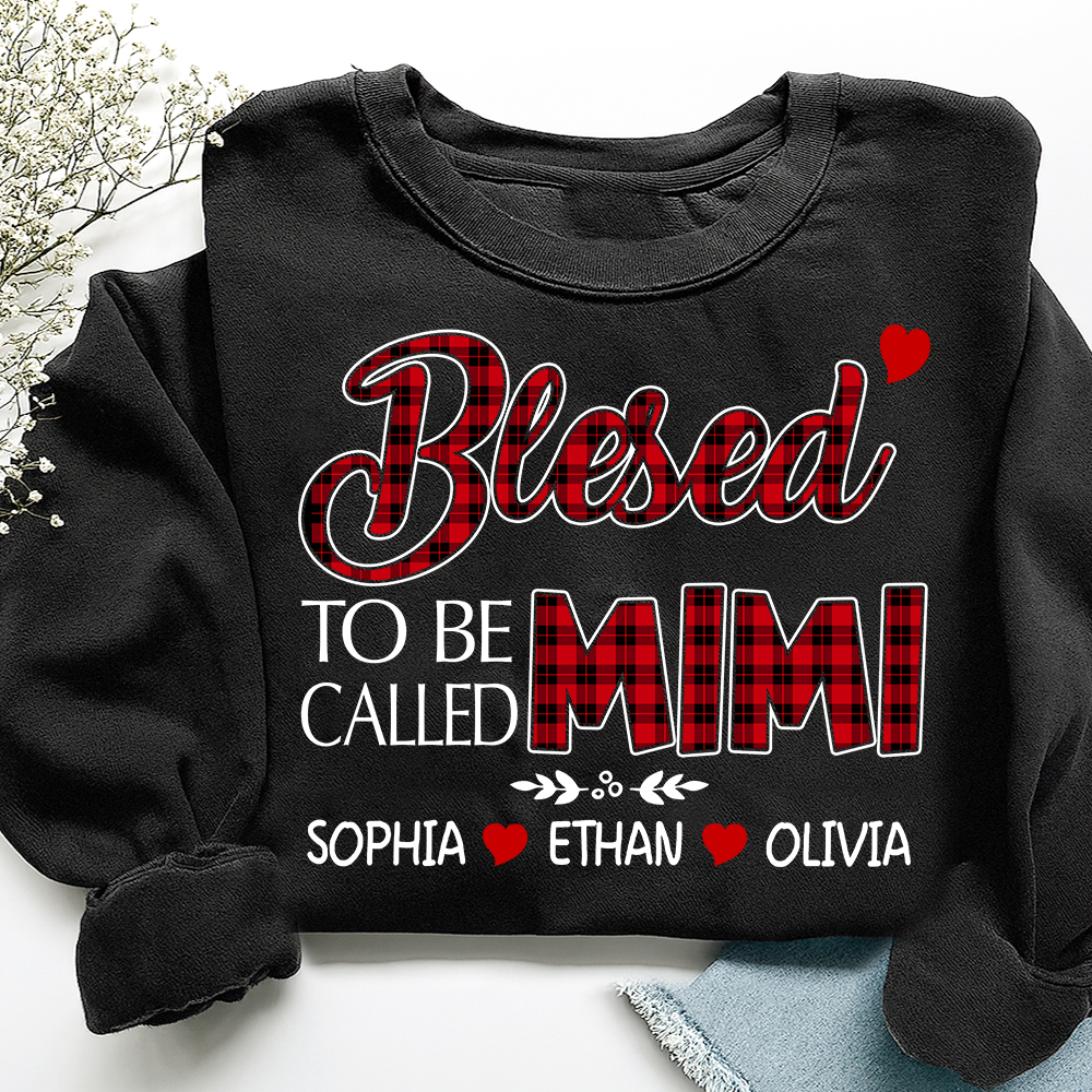 Personalized Blessed To Be Called Mimi Sweatshirt, Gifts for Grandma, Custom Grandma and Grandchild Names
