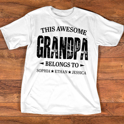 Personalized Grandpa Shirt This Awesome Grandpa Belongs To with Custom Names, Proud Family T Shirt