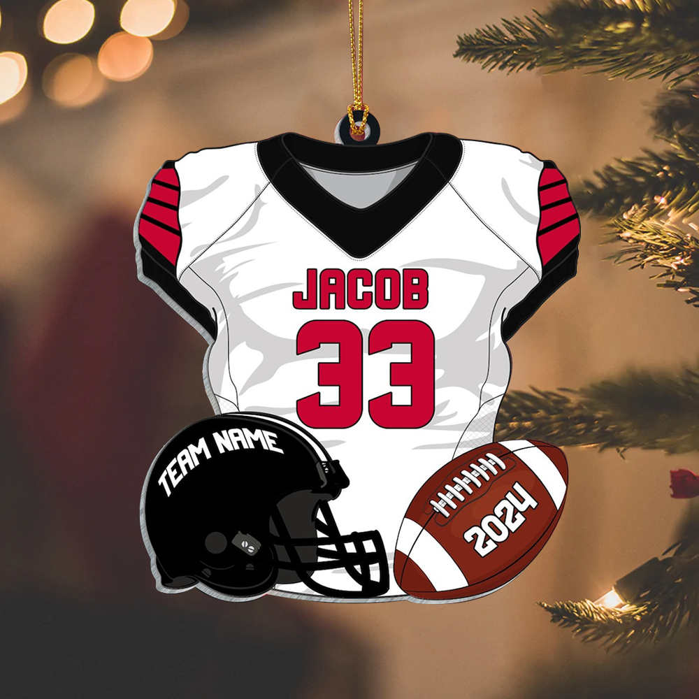 Personalized Football Jersey Acrylic Ornament 2025, Custom Name, Number & Team Christmas Tree Decoration Gift