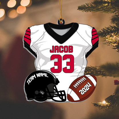 Personalized Football Jersey Acrylic Ornament 2025, Custom Name, Number & Team Christmas Tree Decoration Gift