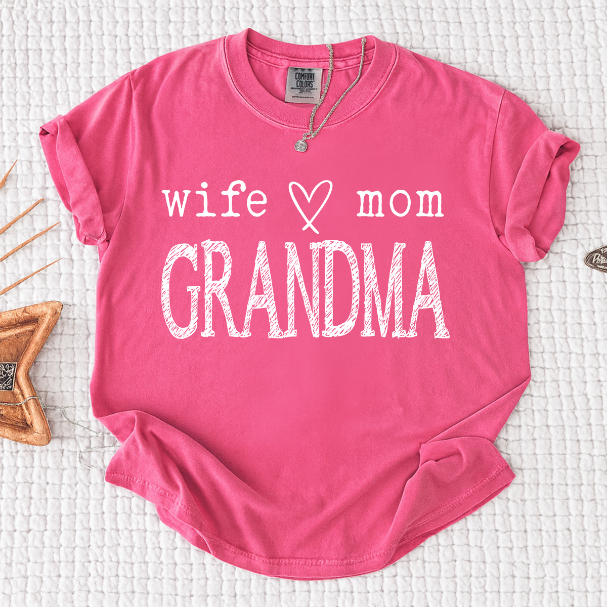 Comfort Colors® Personalized Grandma Shirt, Wife Mom Grandma T-Shirt with Family Names, Great Gift for Nana