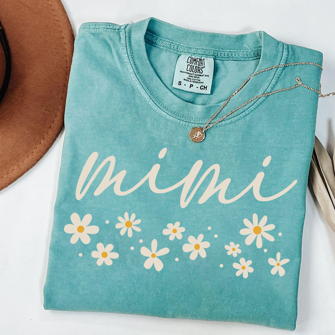 Comfort Colors® Floral Daisy T-Shirt, Custom Nicknames for Mimi And Kids