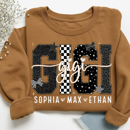 Gigi Style Star Plaid Design, Custom Gifts for Grandma and Grandchild