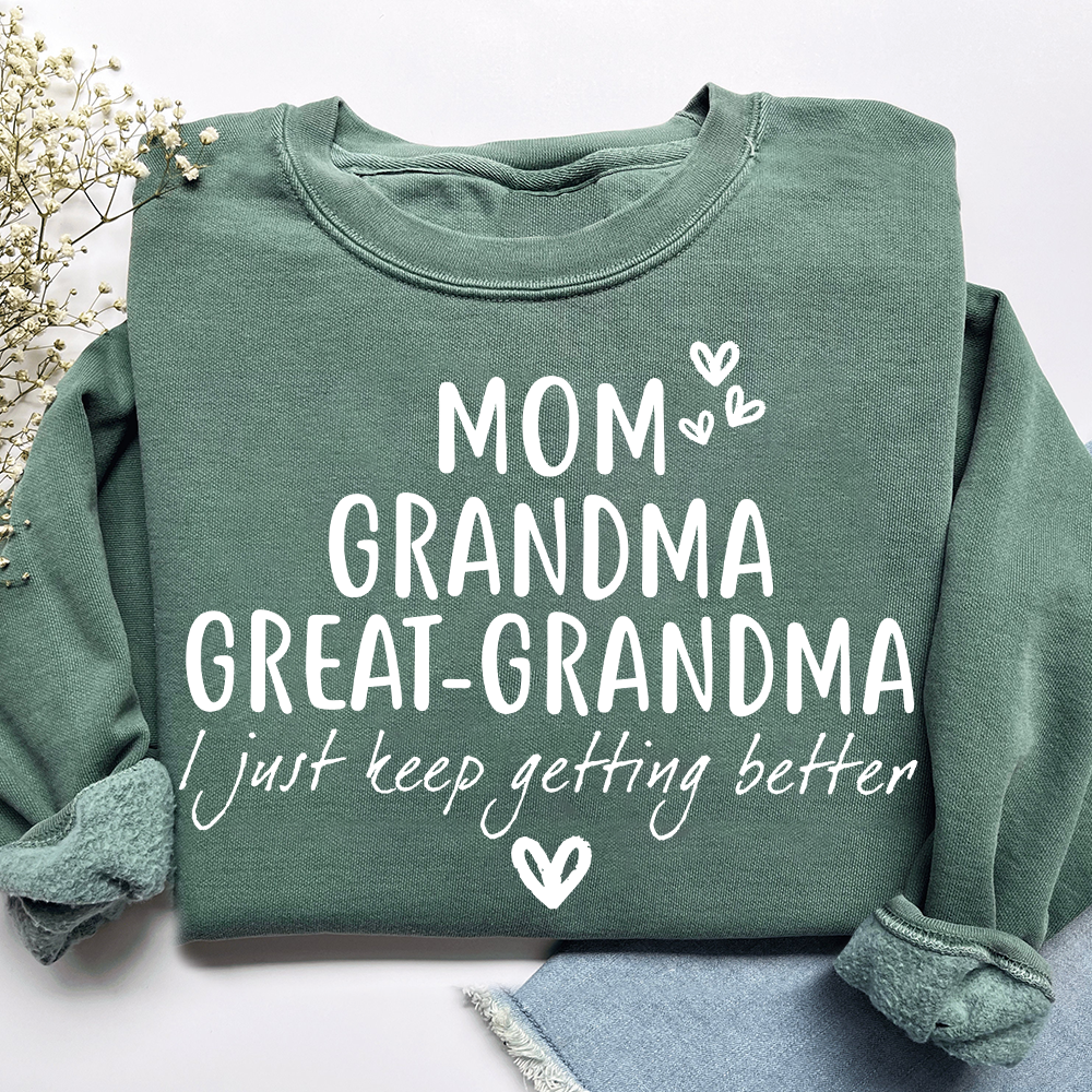 Mom Grandma Great-Grandma Heart Sweatshirt, Custom Family Name for Gift Grandma