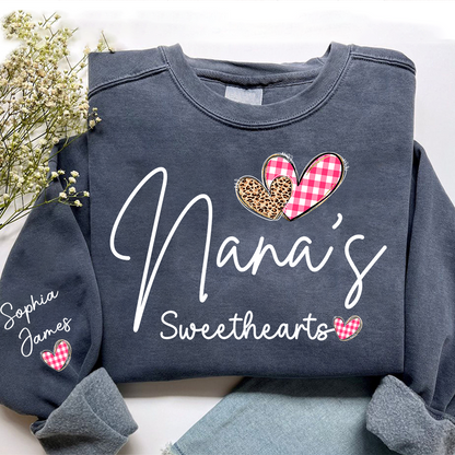 Custom Nana’s Sweethearts Sweatshirt, Valentine Gift for Grandma with Names