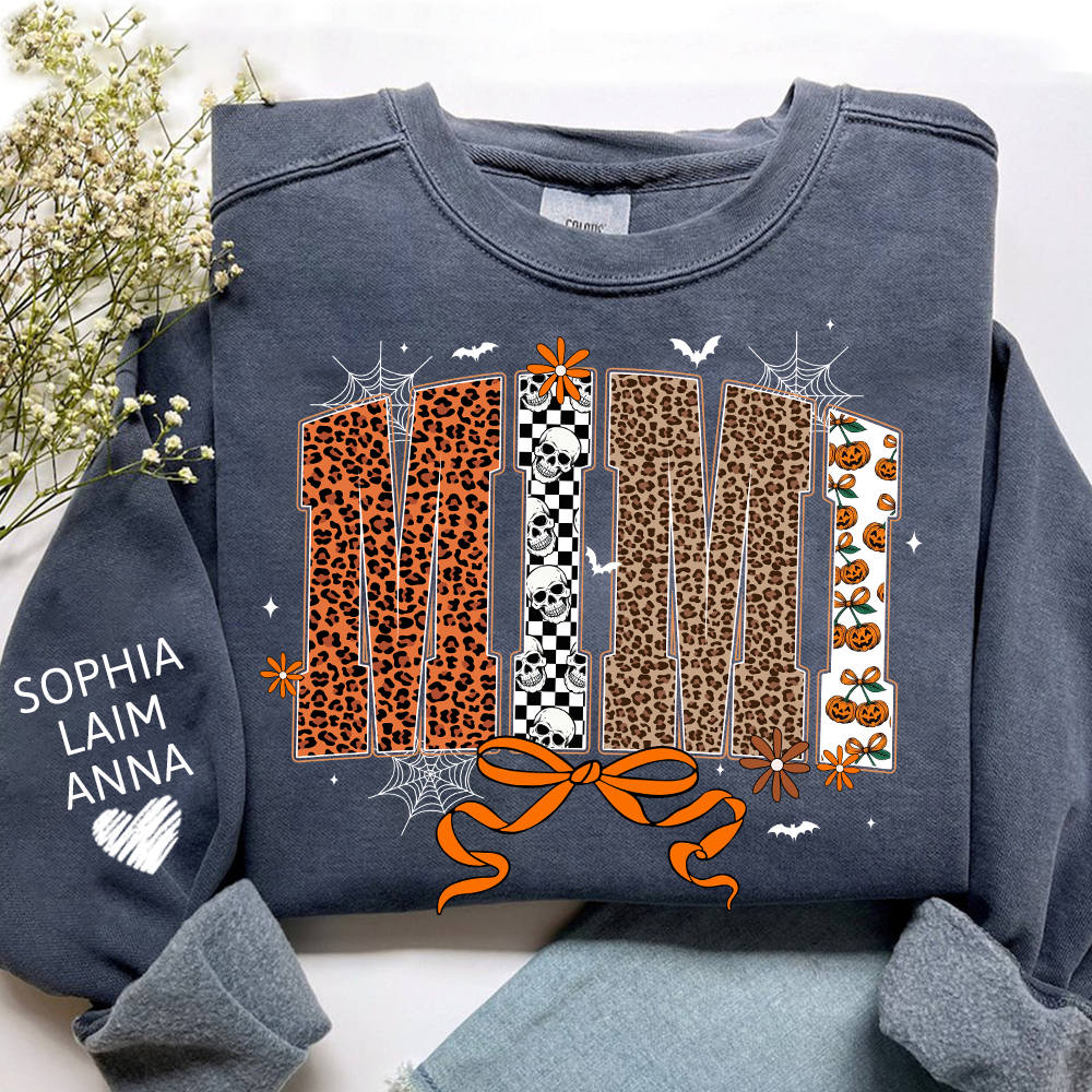 Personalized Coquette Halloween Mimi, Gift for Grandma with Leopard And Custom Name