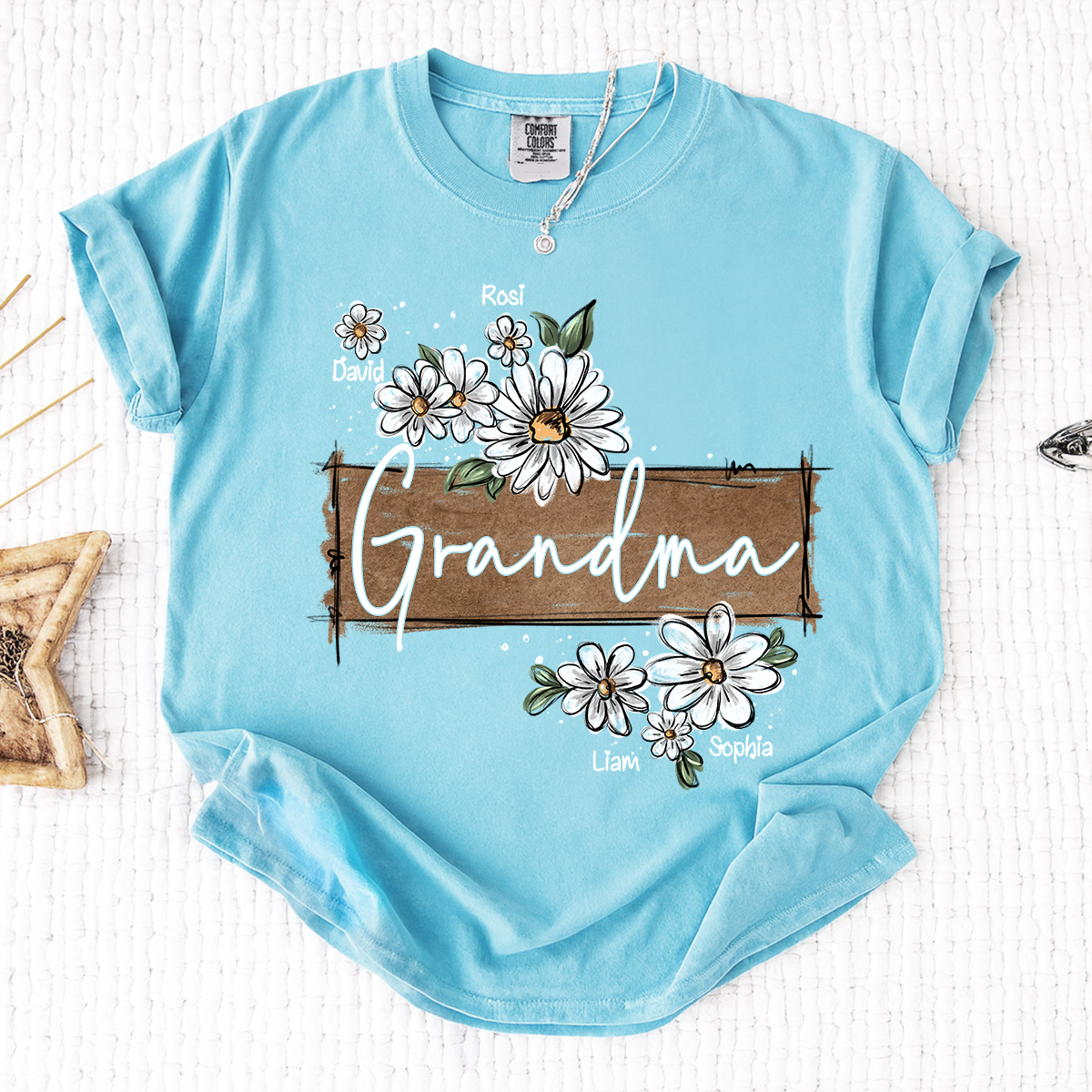 Comfort Colors® Personalized Mimi Floral Shirt, Custom Grandma T-Shirt with Daisy Design For Gitf Family