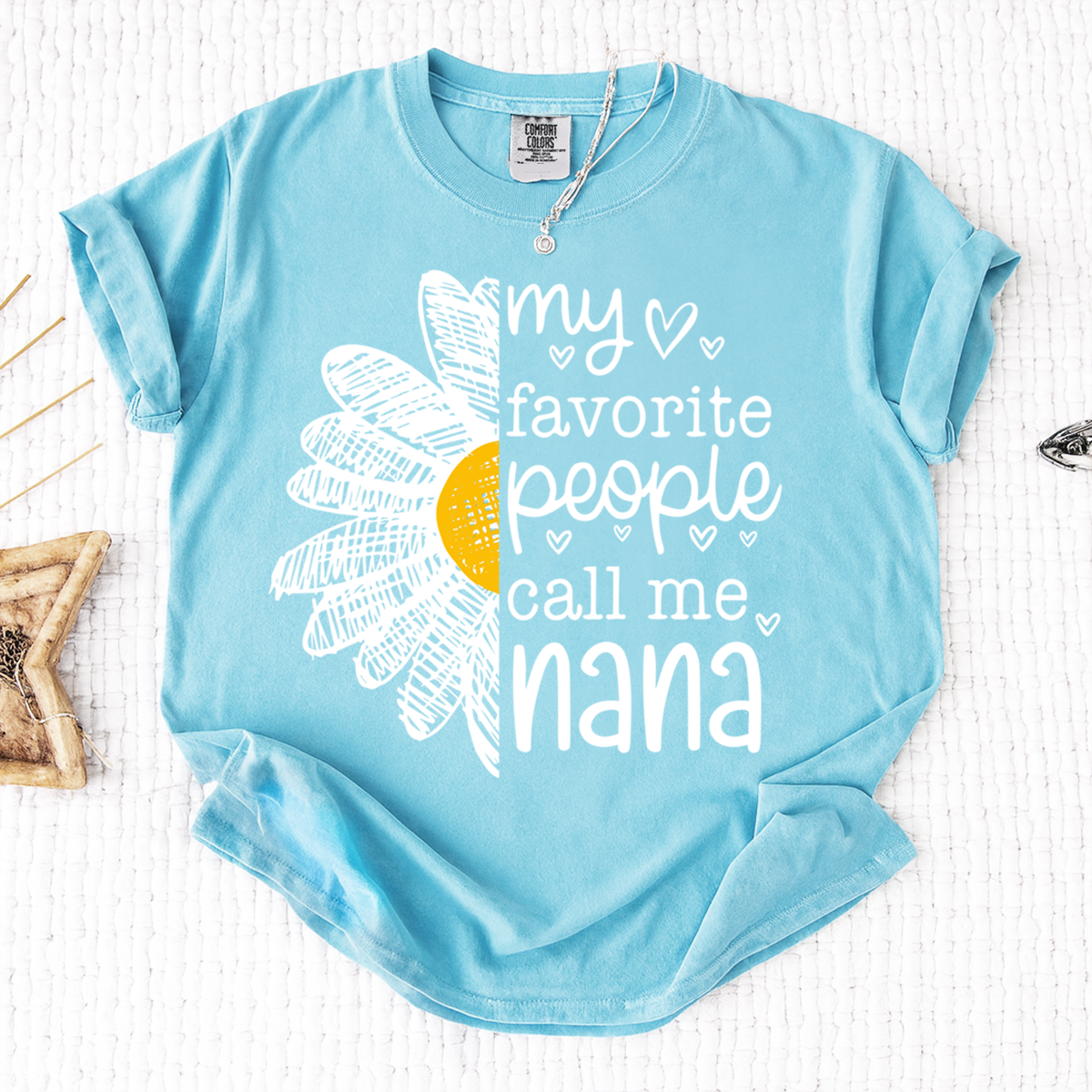 Comfort Colors My Favorite People Call Me Nana Shirt, Personalized with Grandkids Names and Floral Design