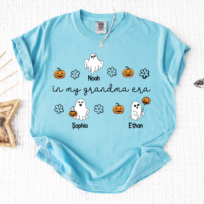 Comfort Colors® In My Grandma Era Halloween Tee, Custom Gifts for Grandma and Grandchild