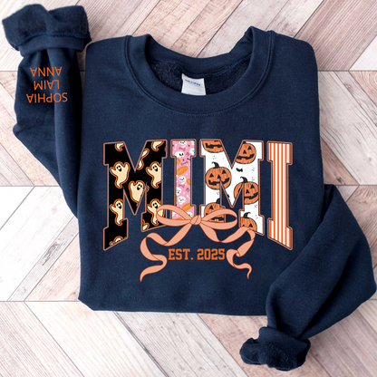 Personalized Halloween Grandma Sweatshirt, Custom Mimi And Kids Names