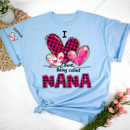 I Love Being Called Mimi Pink Tone Design, Grandma Tshirt Personalized with Kids Name