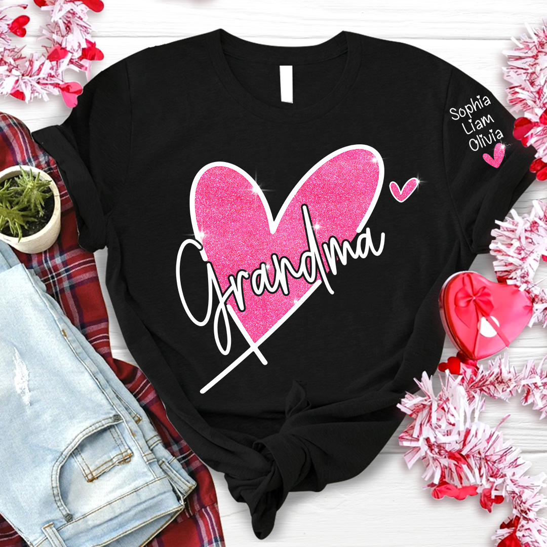 Glitter Heart Custom Grandma And Kids LTP01