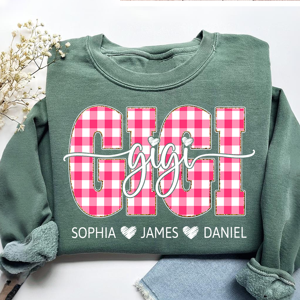 Personalized Gigi Sweatshirt with Grandkids Names, Custom Grandma Crewneck, Gigi Valentine Family Gift