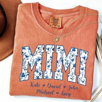 Comfort Colors® T-Shirt Personalized Blue Gigi, Custom Grandma and Kids