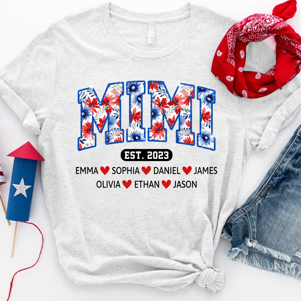 Mimi Floral Est Glitter, Custom Grandma With Kids, Mother's Day TH T-Shirt