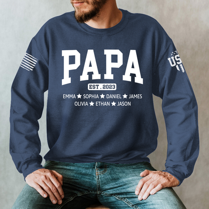 Custom Grandpa Est With Kids, Father's Day Gift Sweatshirt