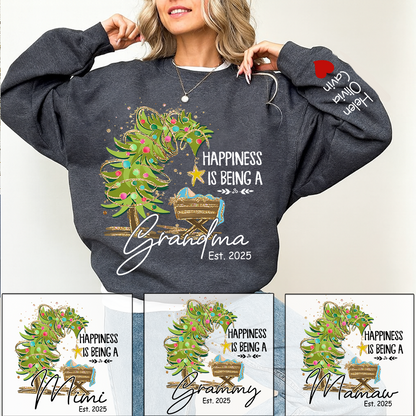 Happiness Is Being a Grandma Shirt, Custom Christmas Sweatshirt with Kids Names
