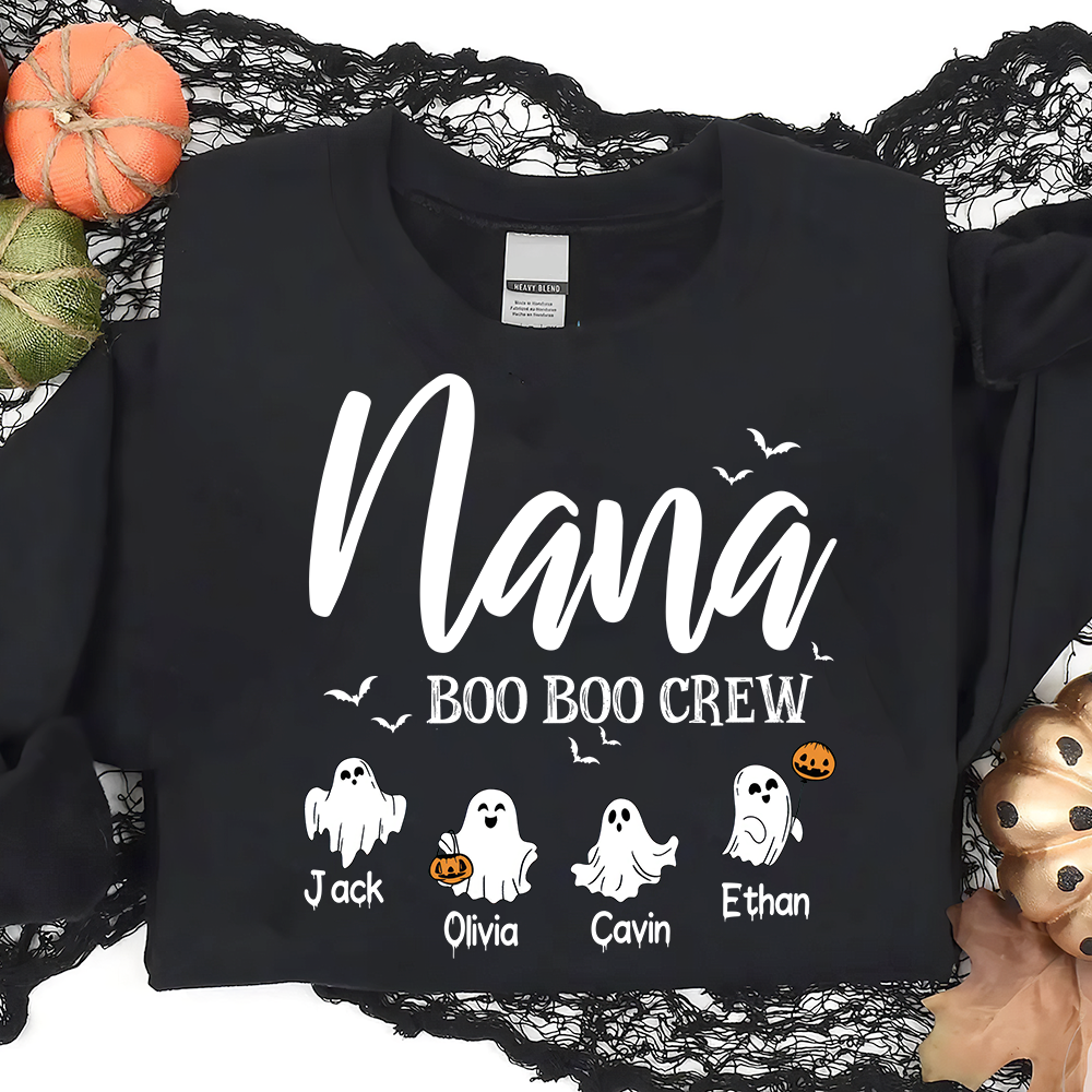 Custom Halloween Grandma, Nana Boo Crew Sweatshirt, Custom Gifts for Gigi and Kids