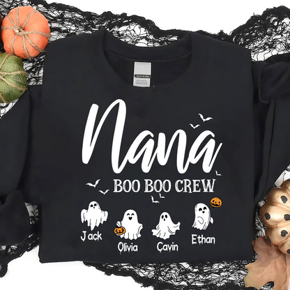 Custom Halloween Grandma, Nana Boo Crew Sweatshirt, Custom Gifts for Gigi and Kids