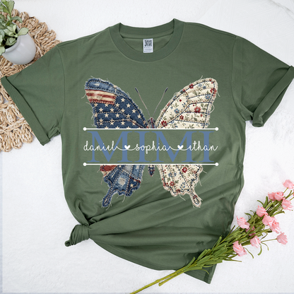Custom Mimi Butterfly T-Shirt, Patriotic 4th of July Gift For Grandma And Kids