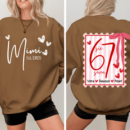 Personalized Mimi Est Sweatshirt, Custom Six Seven Back Print Gift