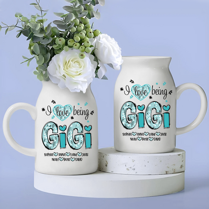 Wildflower Cyan Gigi And Kids - Custom Home Decoration Flower Vase According To Family Requirements - Warm Gift For Mother's Day, Ceramic Flower Vase